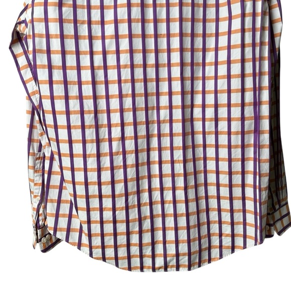 Ferrell Reed Size 17 Purple Orange Windowpane Button Up Shirt Colorful Business - Picture 10 of 12